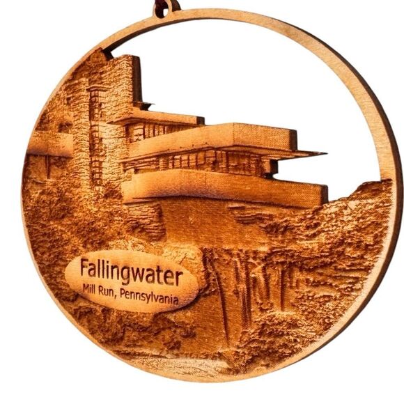 Fallingwater Mill Run PA Frank Lloyd Wright Intricate Wooden Ornament. NEW. - Picture 3 of 8